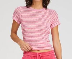 NEW SPRWMN pointelle baby tee in pink stripes